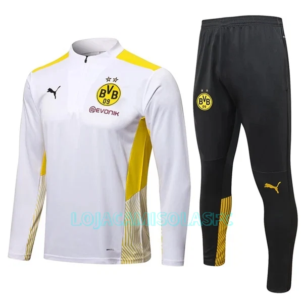 Sweat de Treino Conjunto BVB Borussia Dortmund Homem Quarto-Zíper 2022/23 Branca