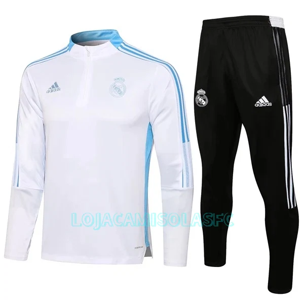 Sweat de Treino Conjunto Real Madrid Criança Quarto-Zíper 2022/23 Branca