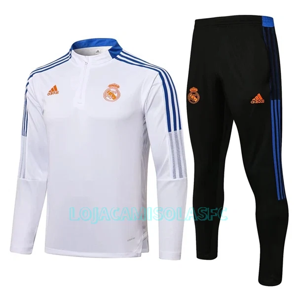 Sweat de Treino Conjunto Real Madrid Homem Quarto-Zíper 2022/23 Azul Branco