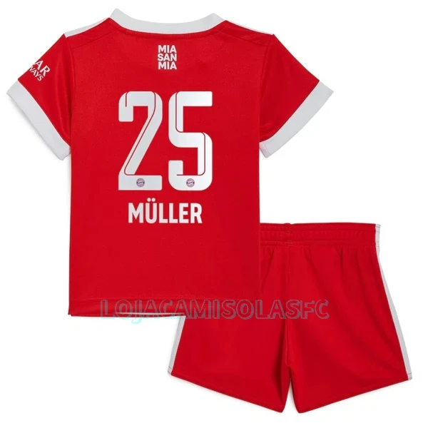 Camisola FC Bayern de Munique Müller 25 Criança Equipamento 1ª 2022/23