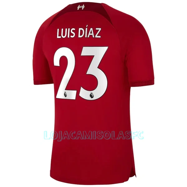 Camisola Liverpool Luis Díaz 23 Homem Equipamento 1ª 2022/23