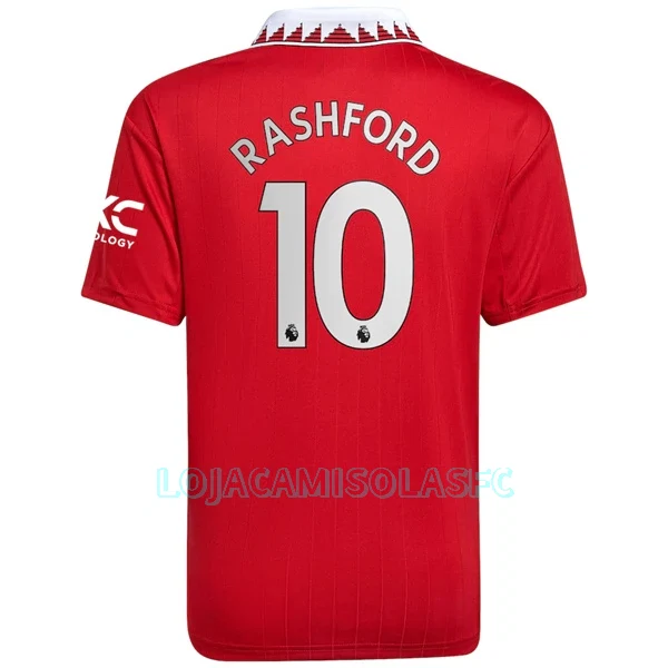 Camisola Manchester United Rashford 10 Homem Equipamento 1ª 2022/23
