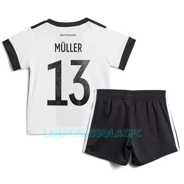 Camisola Alemanha Müller 13 Criança Equipamento 1ª Mundial 2022