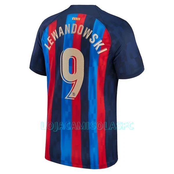 Camisola FC Barcelona Lewandowski 9 Homem Equipamento 1ª 2022/23