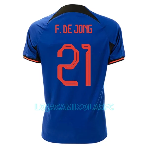 Camisola Holanda Frenkie de Jong 21 Homem Equipamento 2ª Mundial 2022