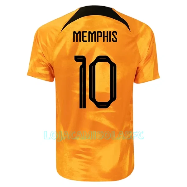 Camisola Holanda Memphis 10 Homem Equipamento 1ª Mundial 2022