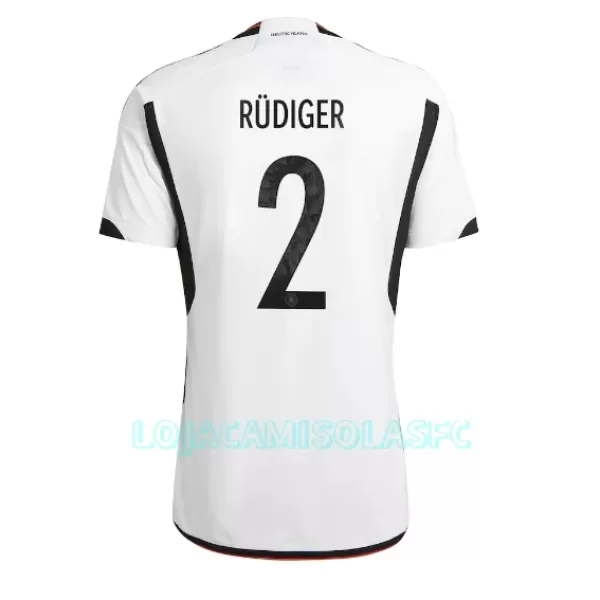 Camisola Alemanha Antonio Rudiger 2 Homem Equipamento 1ª Mundial 2022