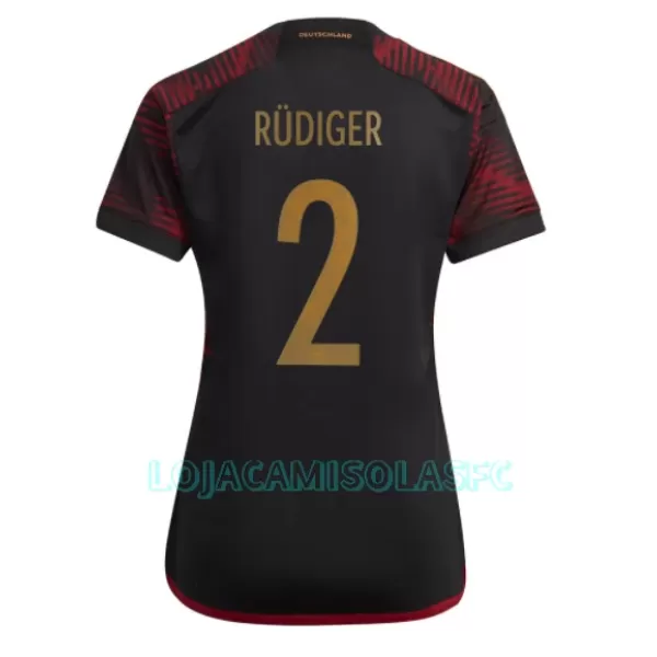 Camisola Alemanha Antonio Rudiger 2 Mulher Equipamento 2ª Mundial 2022