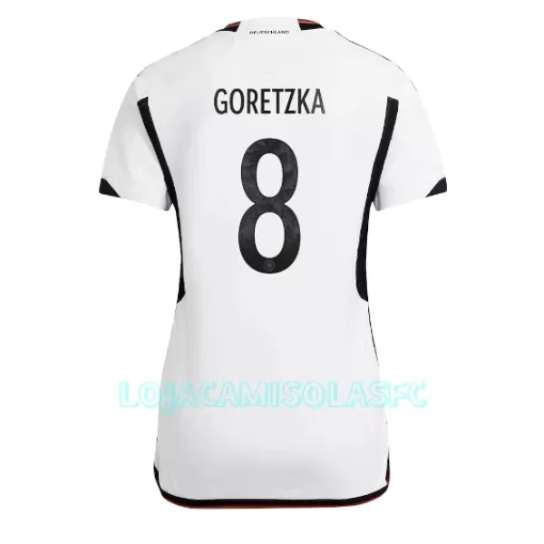 Camisola Alemanha Leon Goretzka 8 Mulher Equipamento 1ª Mundial 2022