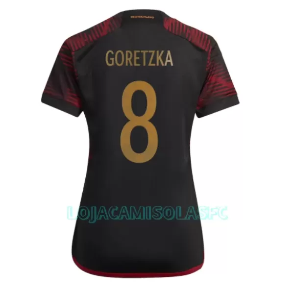 Camisola Alemanha Leon Goretzka 8 Mulher Equipamento 2ª Mundial 2022