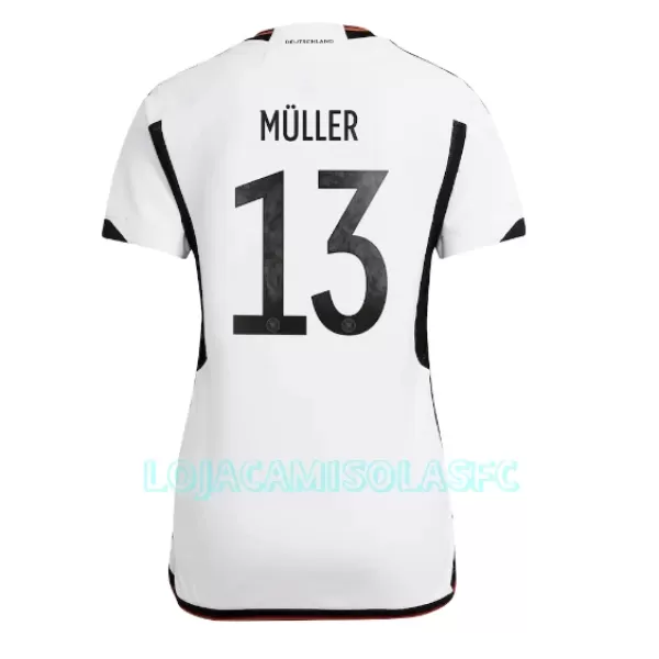 Camisola Alemanha Thomas Müller 13 Mulher Equipamento 1ª Mundial 2022