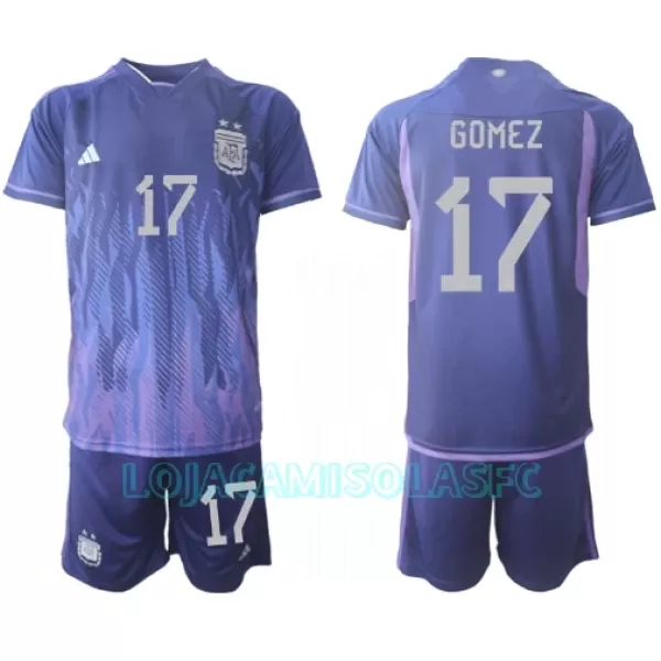 Camisola Argentina Alejandro Gomez 17 Criança Equipamento 2ª Mundial 2022