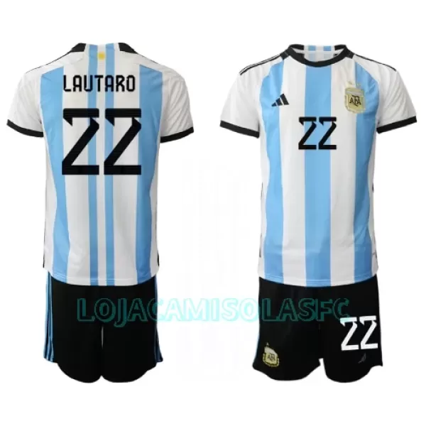 Camisola Argentina Lautaro Martinez 22 Criança Equipamento 1ª Mundial 2022