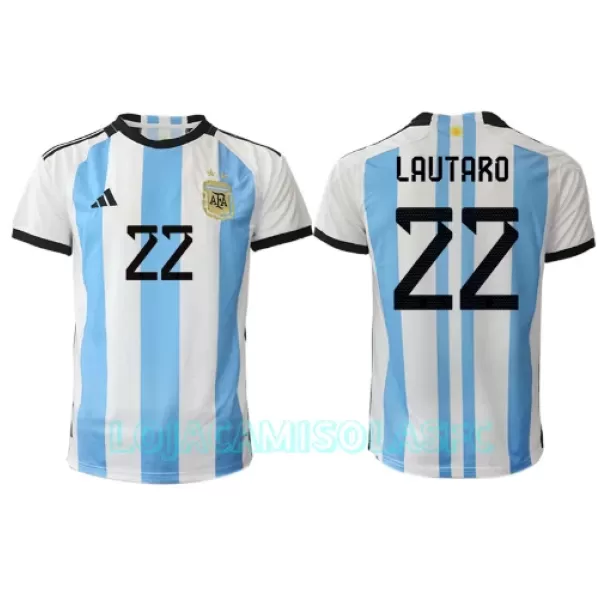 Camisola Argentina Lautaro Martinez 22 Homem Equipamento 1ª Mundial 2022
