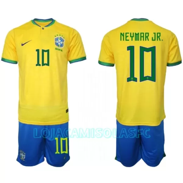 Camisola Brasil Neymar Jr 10 Criança Equipamento 1ª Mundial 2022