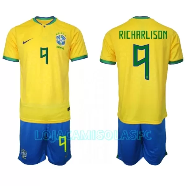 Camisola Brasil Richarlison 9 Criança Equipamento 1ª Mundial 2022