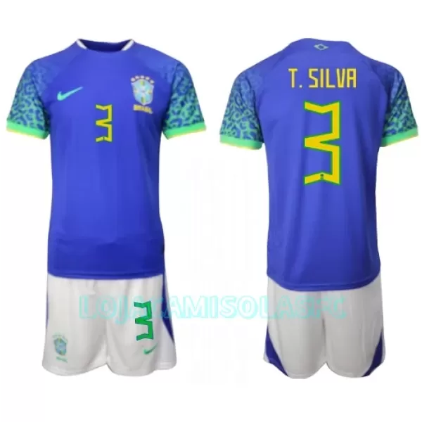 Camisola Brasil Thiago Silva 3 Criança Equipamento 2ª Mundial 2022