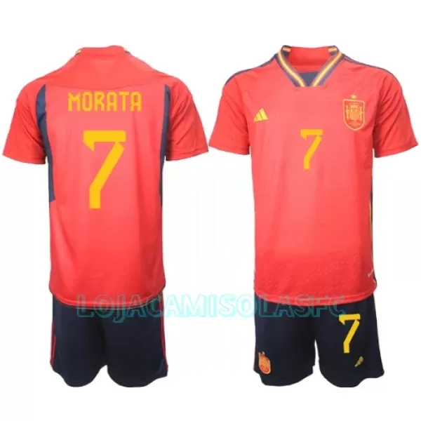 Camisola Espanha Alvaro Morata 7 Criança Equipamento 1ª Mundial 2022