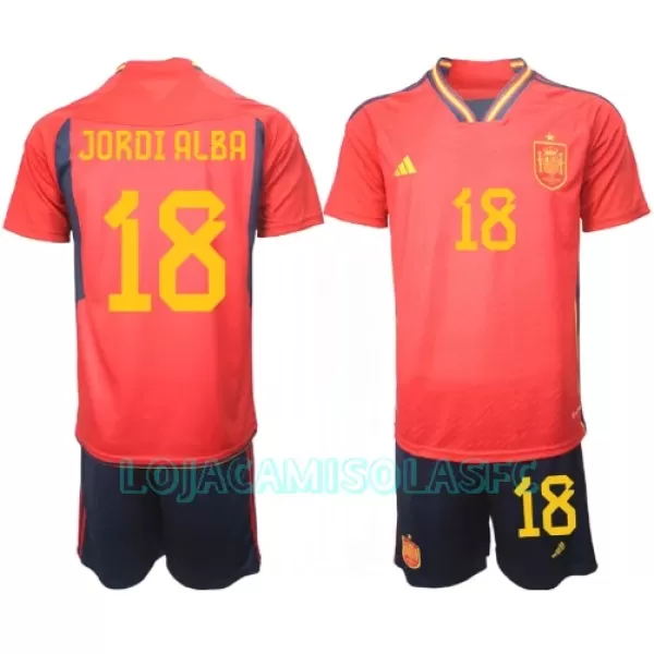 Camisola Espanha Jordi Alba 18 Criança Equipamento 1ª Mundial 2022