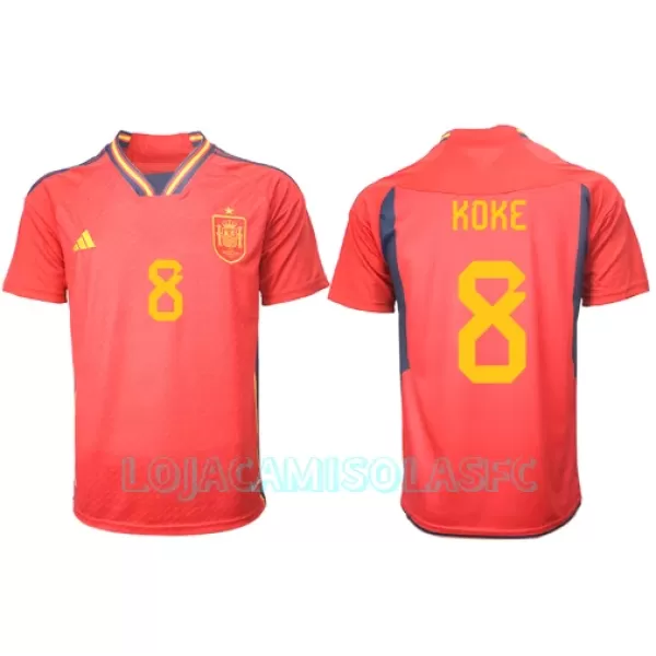 Camisola Espanha Koke 8 Homem Equipamento 1ª Mundial 2022