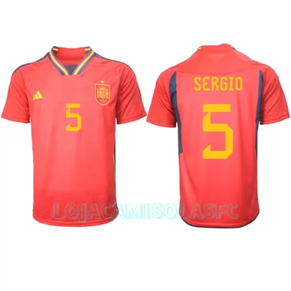 Camisola Espanha Sergio Busquets 5 Homem Equipamento 1ª Mundial 2022