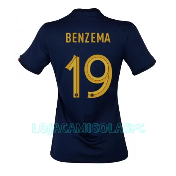 Camisola França Karim Benzema 19 Mulher Equipamento 1ª Mundial 2022