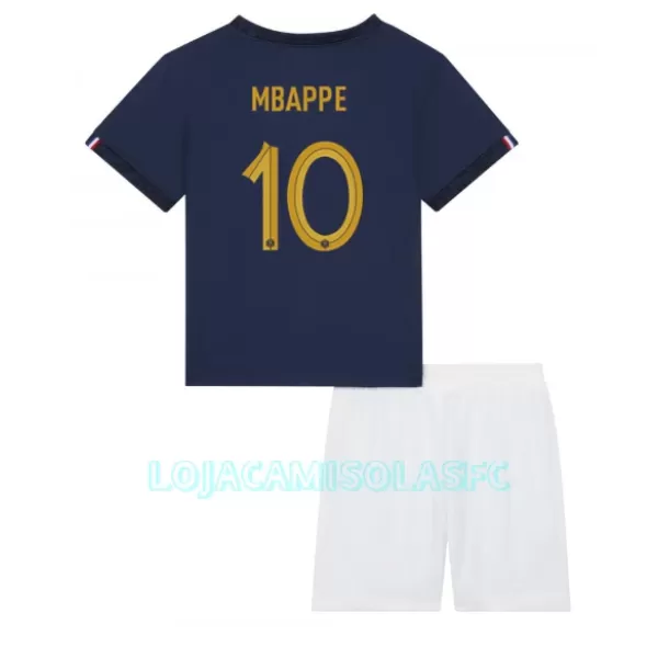 Camisola França Kylian Mbappé 10 Criança Equipamento 1ª Mundial 2022