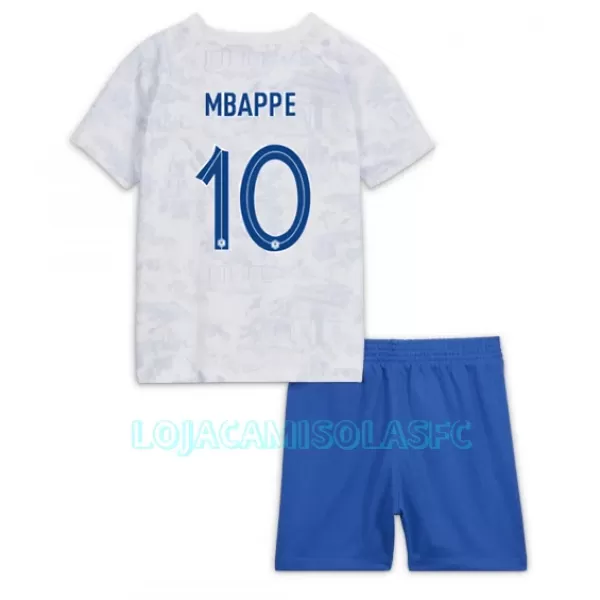 Camisola França Kylian Mbappé 10 Criança Equipamento 2ª Mundial 2022