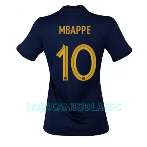 Camisola França Kylian Mbappé 10 Mulher Equipamento 1ª Mundial 2022