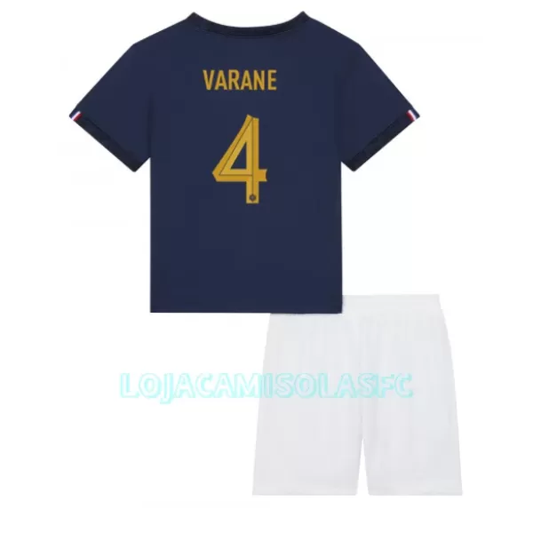 Camisola França Raphael Varane 4 Criança Equipamento 1ª Mundial 2022