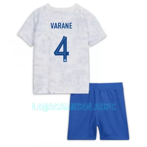 Camisola França Raphael Varane 4 Criança Equipamento 2ª Mundial 2022