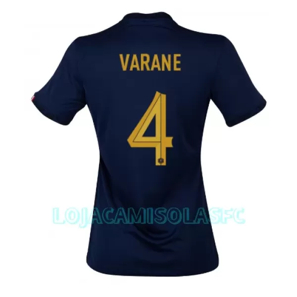 Camisola França Raphael Varane 4 Mulher Equipamento 1ª Mundial 2022