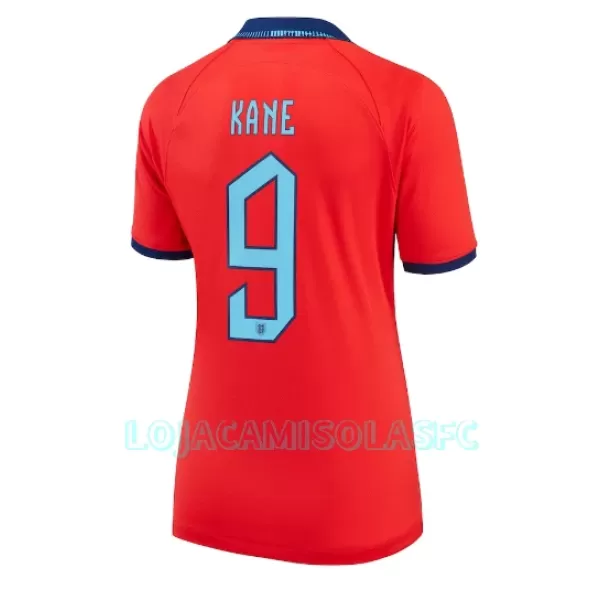 Camisola Inglaterra Harry Kane 9 Mulher Equipamento 2ª Mundial 2022