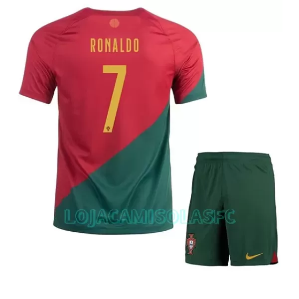 Camisola Portugal Cristiano Ronaldo 7 Criança Equipamento 1ª Mundial 2022