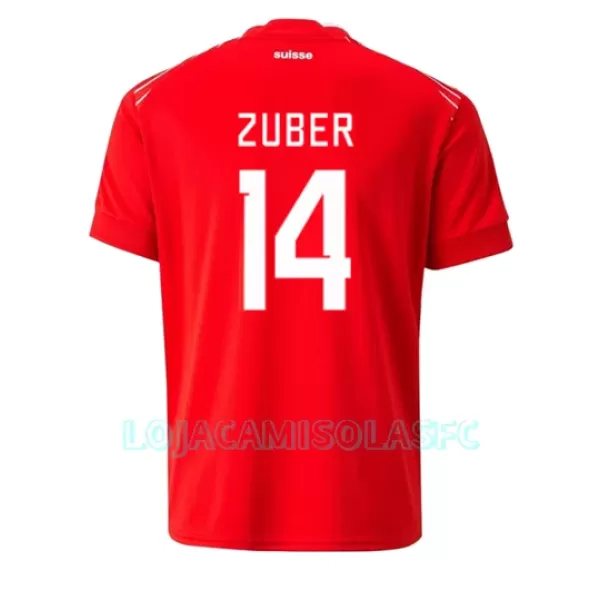 Camisola Suíça Steven Zuber 14 Homem Equipamento 1ª Mundial 2022