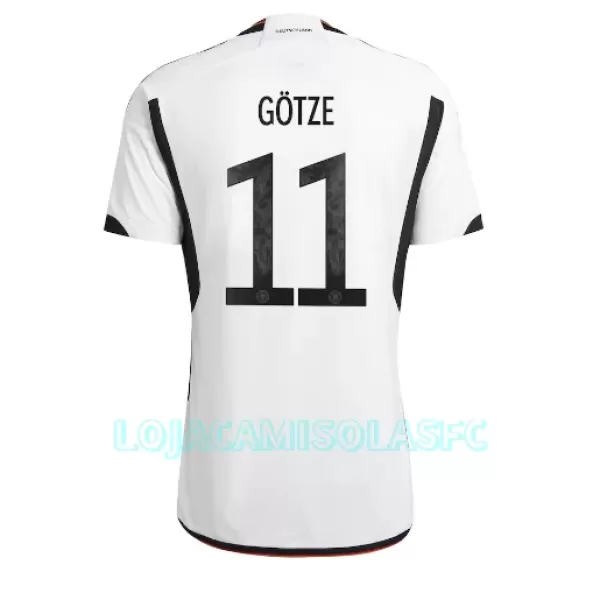 Camisola Alemanha Mario Gotze 11 Homem Equipamento 1ª Mundial 2022