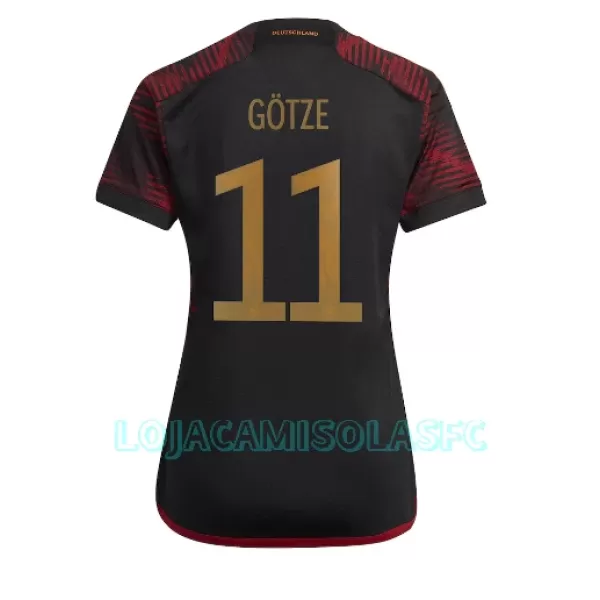 Camisola Alemanha Mario Gotze 11 Mulher Equipamento 2ª Mundial 2022