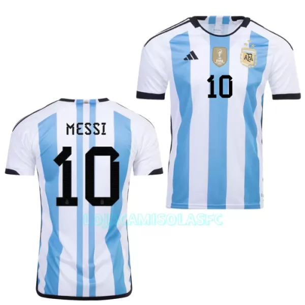 Camisola Argentina 3 Star Messi 10 Homem Equipamento 1ª Mundial 2022