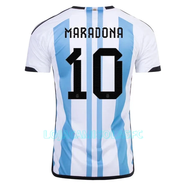 Camisola Argentina Maradona 10 Homem Equipamento 1ª Mundial 2022