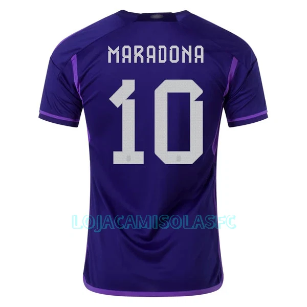 Camisola Argentina Maradona 10 Homem Equipamento 2ª Mundial 2022