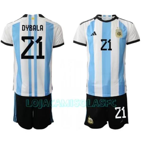 Camisola Argentina Paulo Dybala 21 Criança Equipamento 1ª Mundial 2022