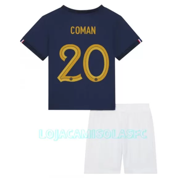 Camisola França Kingsley Coman 20 Criança Equipamento 1ª Mundial 2022