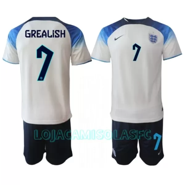 Camisola Inglaterra Jack Grealish 7 Criança Equipamento 1ª Mundial 2022