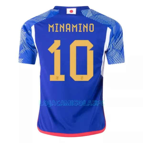 Camisola Japão MINAMINO 10 Homem Equipamento 1ª Mundial 2022