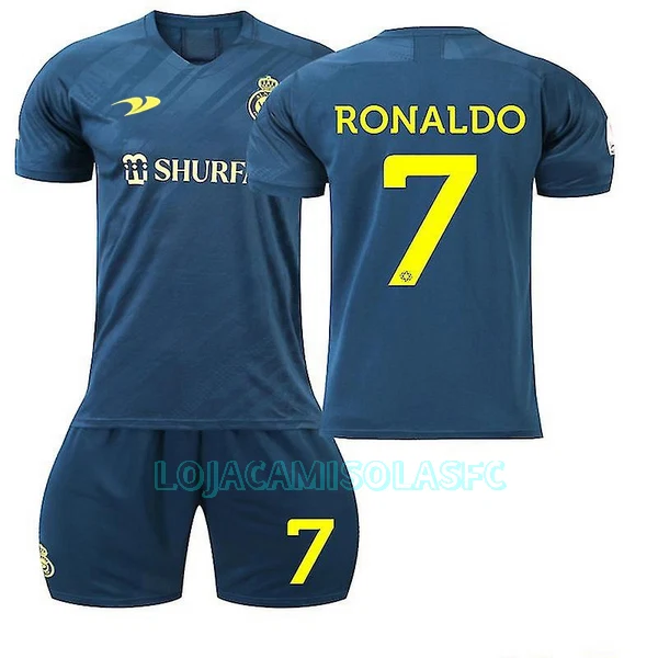 Camisola Al Nassr Ronaldo 7 Criança Equipamento 2ª 2022/23