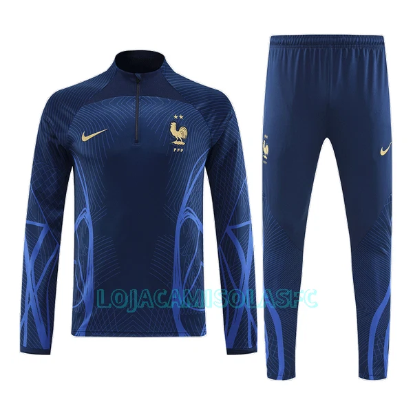 Sweat de Treino França Homem Quarto-Zíper 2022 Navy