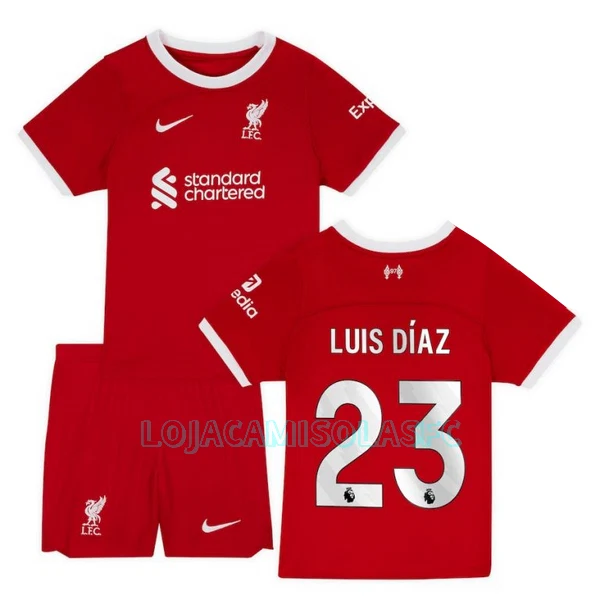 Camisola Liverpool Luis Díaz 23 Criança Equipamento 1ª 2023/24