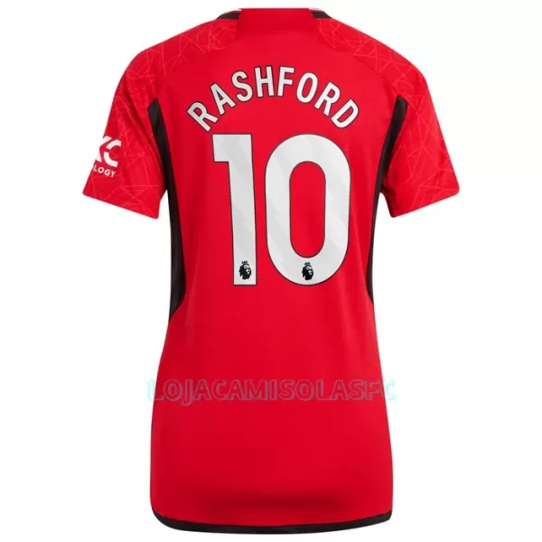 Camisola Manchester United Rashford 10 Mulher Equipamento 1ª 2023/24