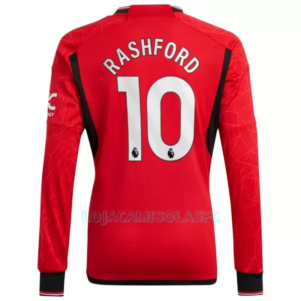 Camisola Manga Comprida Manchester United Rashford 10 Homem Equipamento 1ª 2023/24