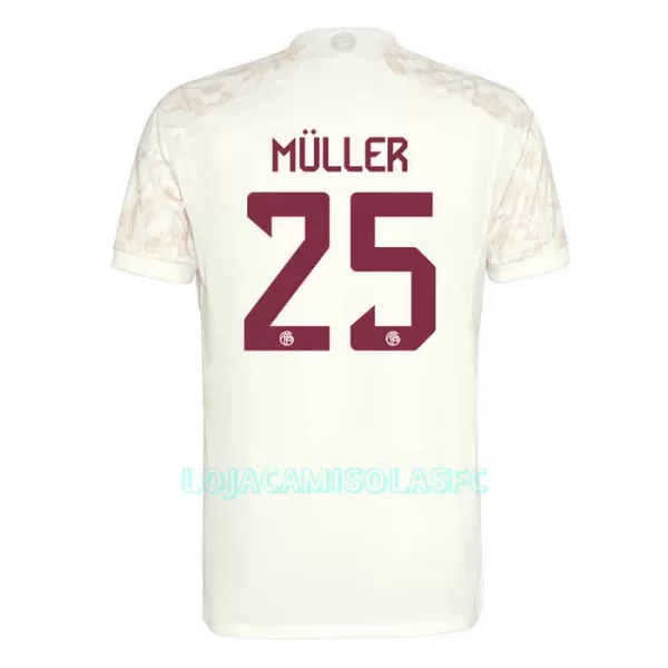 Camisola FC Bayern de Munique Müller 25 Champions League Criança Equipamento 3ª 2023/24
